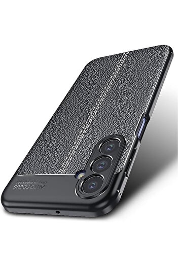 m.tk moveteck Samsung Galaxy A16 Case with Camera Protection Leather Look Stitching Pattern Non-Marking Matte Soft Silicone