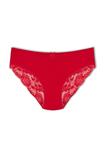 HNX Red Back Half Lace High Waist Women's Panties 3-Piece