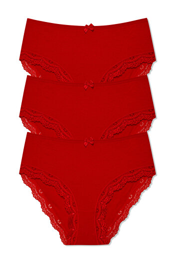 HNX Red Camisole High Waist Women's Panties 3-Piece