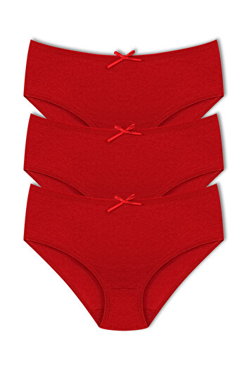 HNX Red High Waist Large Size Women's Panties 3-Piece