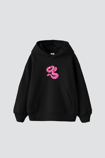 Sekizbiraltı Πλατινένιο εμπριμέ Oversize Unisex Premium Μαύρο κουκούλα