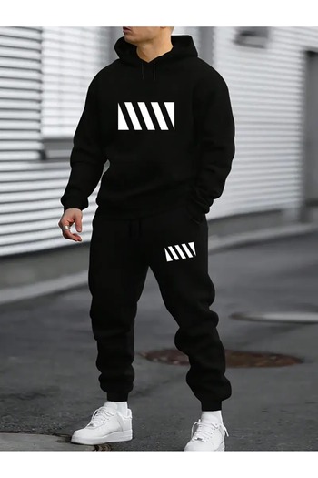 Sezon tekstil Σετ αθλητική φόρμα Unisex μαύρη με κουκούλα