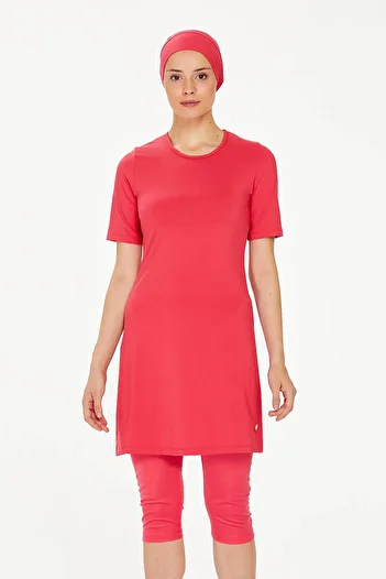 REMSA Short Sleeve Tights Semi Covered Swimsuit Walt 0572 Coral