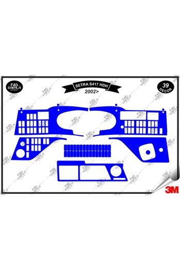 FD Damla Etiket Setra S 417 HDH 2002 - Set de 39 de piese pentru consola de bord albastru din mahon