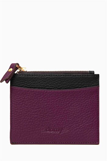 DAMY Genuine Leather Women's Card Holder 535 - Plum - Black