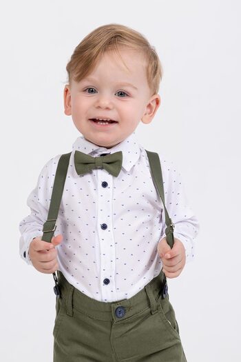 Gold Class Kidswear Leaf Patterned Salopet 4-Piece Boy's Bodysuit Set