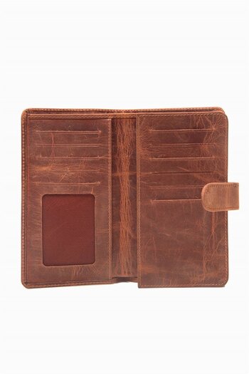 DAMY Genuine Leather Rfid Protected Handheld Portfolio with Phone 803 - Tan