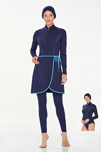REMSA Torı 8230 Dark Navy Blue - Lycra Full Covered Hijab Swimsuit