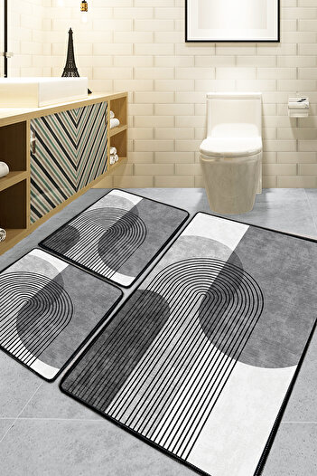 Chilai Home Gray 3-Piece Bath Mat Lenia Djtbanyo