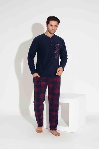 RAPAPA Men's Fleece Pajamas Set - Comfortable Sleeping Home Wear 5222L