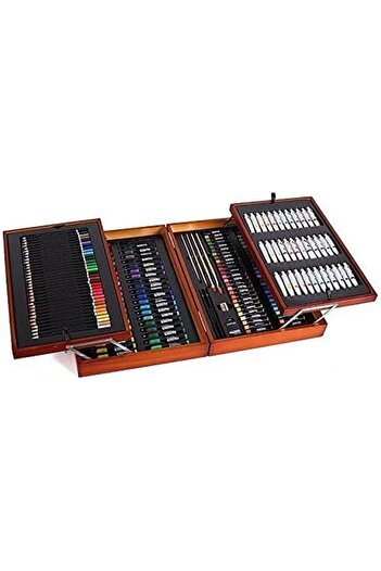 Taimi 174-Piece Marker Art Set with Wooden Carry Case and Handle, Convenient Drawing Kit