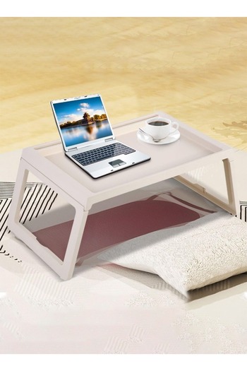 Taimi Folding Personal Dining Table, Lapdesk for Study, Eating, Working, Beige, for Bed/Sofa
