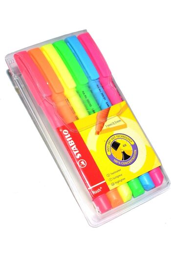 Stabilo Flash Textmarker -(1mm x 03.5mm) Set of 6 Colors, Model 555/6