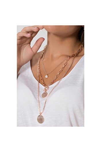Modex Rose Triple Necklace with Medallion