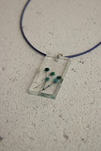 Modex Epoxy Blue Floral Necklace