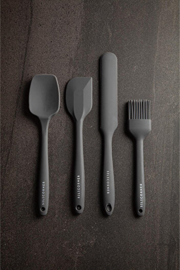 Silicorner 4 Pieces Silicone Cooking Kitchenware Set Pastry Spatula Spoon Egg Brush Spatula