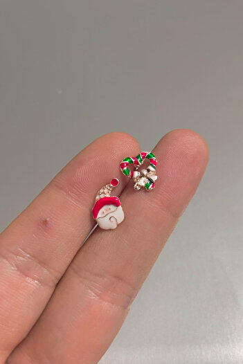Jaida Moda Women's Santa Claus and Heart Bow Figure Christmas Earrings