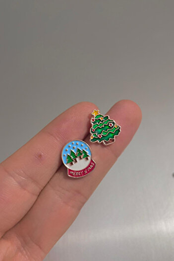 Jaida Moda Women's Christmas Tree Figured Nail Model Christmas Earrings