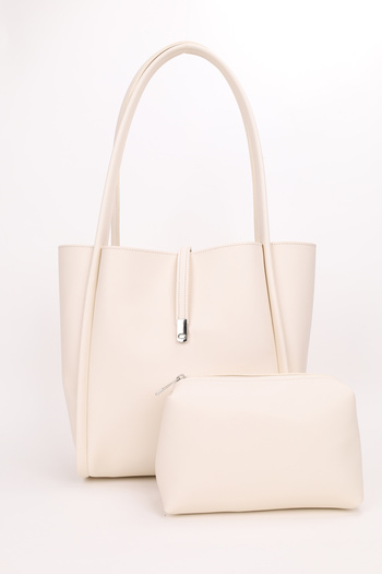NOTHING Women's Cream Magnet Closure Makeup Bag Hand and Shoulder Bag L:30 W:33 W:15 cm Jade