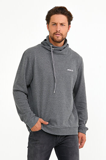 Superlife Süperlife Erkek Şal Yaka Regular Fit Brooklyn Baskılı İnce Sweatshirt SPR22SW143