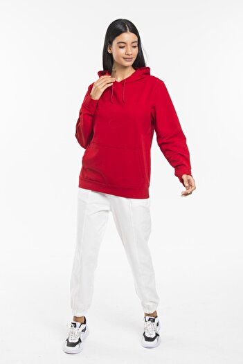 Superlife Süperlife Kadın Kapşonlu Oversize Fit İnce Sweatshirt spr21k55