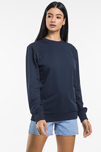 Superlife Süperlife Kadın Bisiklet Yaka Regular Kalıp İnce Pamuklu Sweatshirt SPR21K30