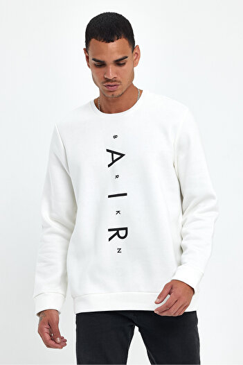 Superlife Süperlife Erkek Bisiklet Yaka Regular Fit AR Baskılı İnce Sweatshirt SPR22SW131