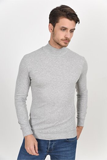Superlife Süperlife Yarım Balıkcı Uzun Kollu Dar Kalıp İnce Erkek Sweatshirt SPR 2019K20