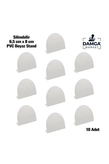 DamgaMarket PVC Beyaz Mini Yarım Daire Tasarımlı Ayaklı 6,5cmx8cm Pastane,Fırın,Cafe,Tatlıcı Fiyat Ürün Etiketi
