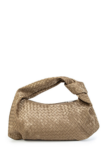 minebag Ninna Mink Knitted Patterned Faux Leather Women's Handbag