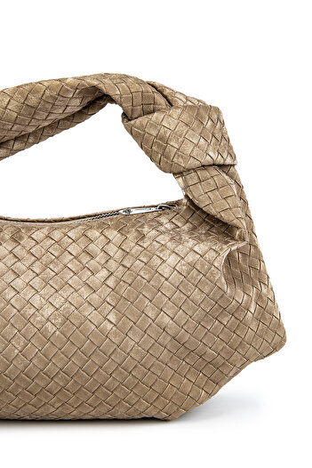 minebag Ninna Mink Knitted Patterned Faux Leather Women's Handbag