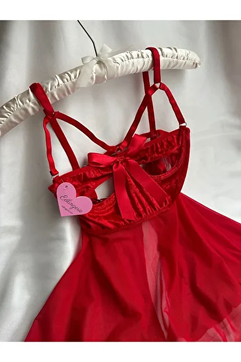 EDLİNGERİE Red Ribbon Detailed Babydoll