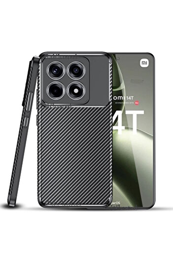 m.tk moveteck Xiaomi Mi 14t Pro Case with Camera Protection Carbon Pattern Long Lasting Colorfast Protective Silicone Cover