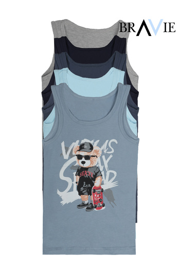 Bravie Colorful Bear Picture Boys' Undershirt 5 Pack
