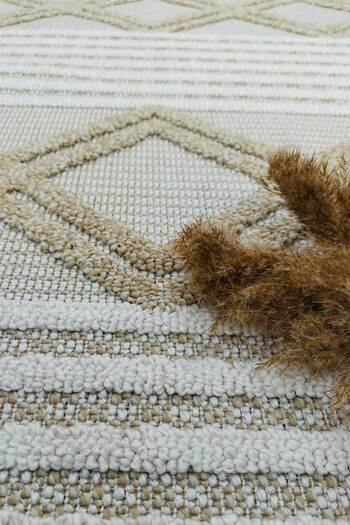 Decomia Home Olivia Dokuma Bukleli İskandinav Krem Bej Salon Halısı Mutfak Halısı Yolluk