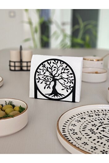 VELUX HOME Tree of Life Themed Large Size Metal Napkin Holder Decorative 10,6*10,6 cm