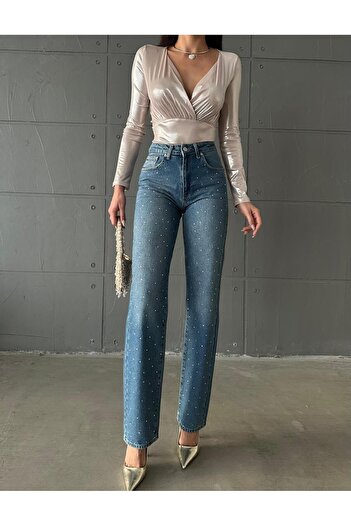 Zeo Basic Zeo Basic - Straight Jeans with Stone Detail