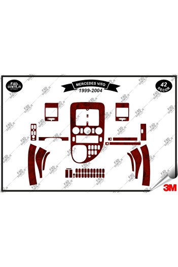 FD Damla Etiket Mercedes Vito 1999-2004 Garnitură Consolă Torpedo - Set Garnitură Mahon Piept 42 Bucăți
