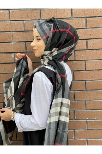 Sima Black-Red Burberry Plaid Shawl