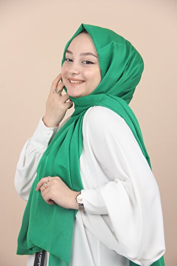 Sima Islam Green-273 Chiffon Shawl with Janjan