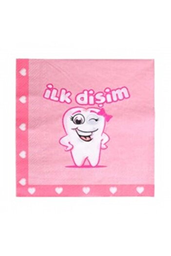 turkuaz parti 16 Li' First Tooth Pink Paper Napkin Double Layer Tooth Wood