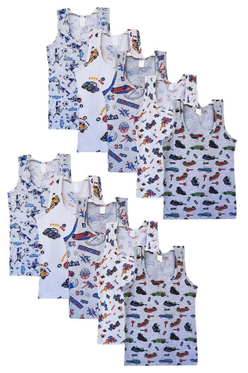 Tutku Pack of 6 Boys Colorful Undershirt Cotton Strap Printed