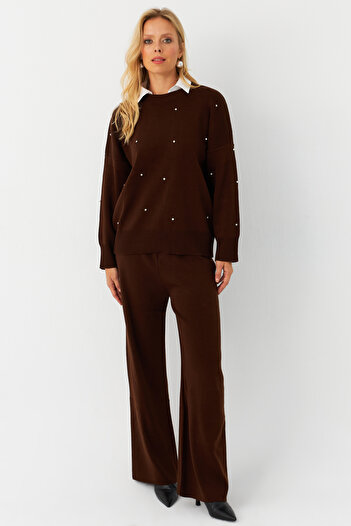 Cool & Modest Women's Brown Stone Detailed Set - Myil10