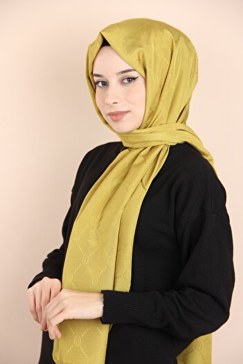 PİRAMİT Yağ Yeşili Piramit  Monogram Şal