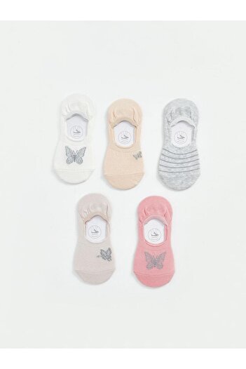 LC Waikiki Kids Ecru Patterned Girl's Ballerina Socks 5-Piece