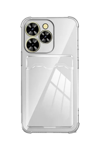 CaseArt Tecno Spark 20 Pro Cover Camera Protected Card Holder Transparent Silicone Case with Shock Absorption Feature