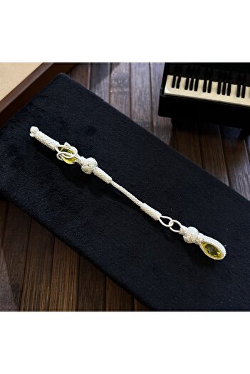 dergah tesbih Silver Kazaziye Whips with Yellow Stones