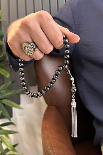 dergah tesbih Oltu Stone Intense Silver Processing Rosary