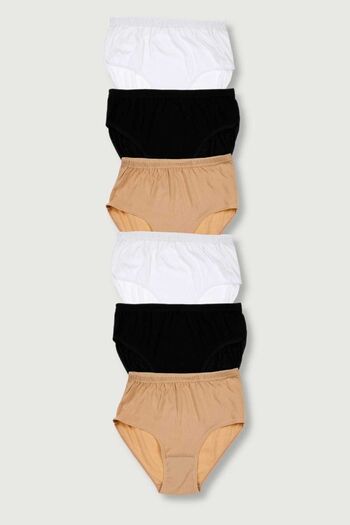 Tutku Women's Mixed Color 6 Pack Ribbed Bato Panties ELF568T0922CCM6