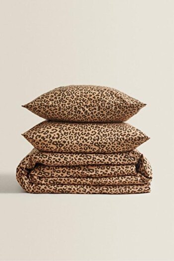 She&Co Double Elastic Duvet Cover Set-New Leopard (with 4 Pillow Covers)